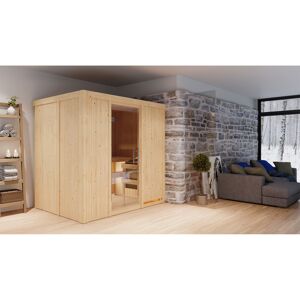 Elementsauna 'Aitana' naturbelassen mit Klarglastür 196 x 151 x 198 cm