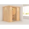 Elementsauna 'Aitana' naturbelassen mit Kranz und Klarglastür 210 x 165 x 202 cm