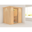 Elementsauna 'Aitana' naturbelassen mit Kranz und Klarglastür 210 x 165 x 202 cm