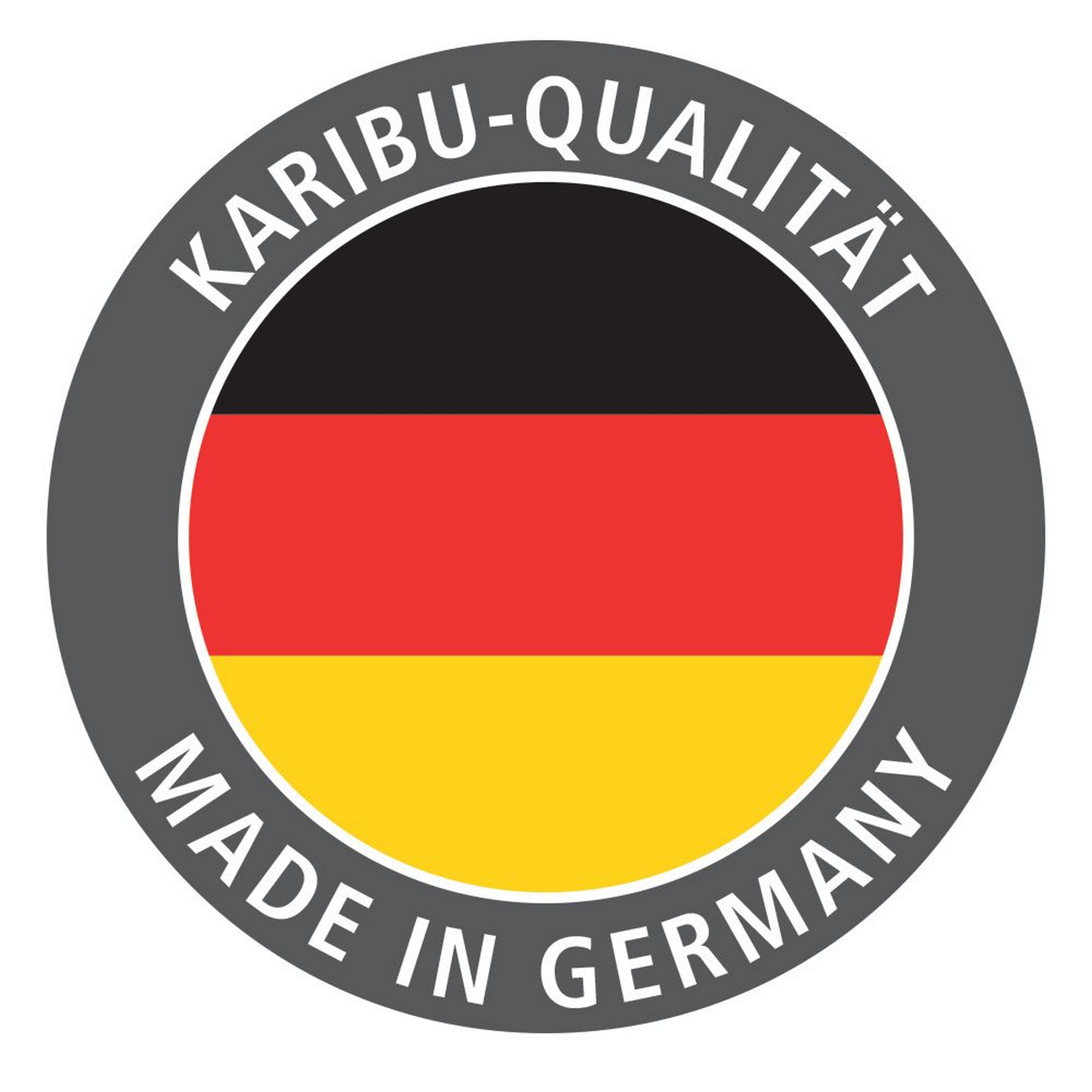 Karibu-Qualität Made in Germany Siegel mit deutscher Flagge