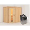 Ecksauna Alba aus Holz mit Saunaofen
