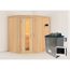 Elementsauna 'Alba' naturbelassen mit Energiespartür 9 kW Ofen externe Steuerung Easy 151 x 196 x 198 cm