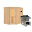Elementsauna 'Alba' naturbelassen mit Energiespartür 9 kW Ofen externe Steuerung Easy 151 x 196 x 198 cm