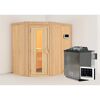 Elementsauna 'Alba' naturbelassen mit Energiespartür 9 kW Bio-Ofen externe Steuerung Easy 151 x 196 x 198 cm