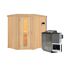 Elementsauna 'Alba' naturbelassen mit Energiespartür 9 kW Bio-Ofen externe Steuerung Easy 151 x 196 x 198 cm