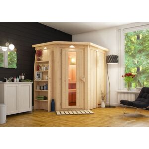 Elementsauna 'Alba' naturbelassen mit Kranz und Energiespartür 165 x 210 x 202 cm