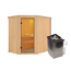 Elementsauna 'Alba' naturbelassen 9 kW Ofen Edelstahl integrierte Steuerung 151 x 196 x 198 cm
