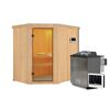 Elementsauna 'Alba' naturbelassen 9 kW Bio-Ofen Edelstahl externe Steuerung Easy 151 x 196 x 198 cm
