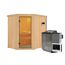 Elementsauna 'Alba' naturbelassen 9 kW Bio-Ofen Edelstahl externe Steuerung Easy 151 x 196 x 198 cm
