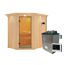 Ecksauna Alba aus Holz mit Saunaofen