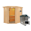 Ecksauna Alba aus Holz mit Saunaofen