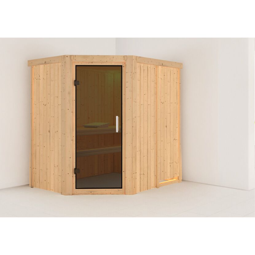 Elementsauna 'Alba' naturbelassen mit graphitfarbener Tür 151 x 196 x 198 cm