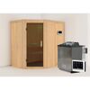 Elementsauna 'Alba' naturbelassen mit graphitfarbener Tür 9 kW Bio-Ofen externe Steuerung Easy 151 x 196 x 198 cm