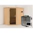 Elementsauna 'Alba' naturbelassen mit graphitfarbener Tür 9 kW Bio-Ofen externe Steuerung Easy 151 x 196 x 198 cm