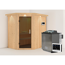 Elementsauna 'Alba' naturbelassen mit Kranz und graphitfarbener Tür 9 kW Bio-Ofen externe Steuerung Easy 165 x 210 x 202 cm