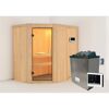 Elementsauna 'Alba' naturbelassen mit Klarglastür 9 kW Ofen externe Steuerung easy 151 x 196 x 198 cm