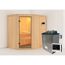 Elementsauna 'Alba' naturbelassen mit Klarglastür 9 kW Ofen externe Steuerung easy 151 x 196 x 198 cm