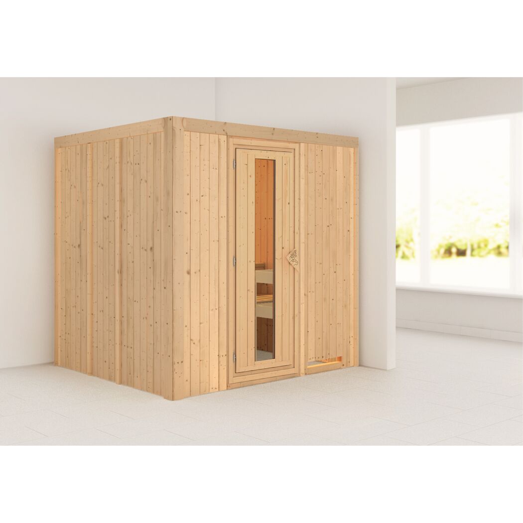 Elementsauna 'Alejandra' naturbelassen mit Energiespartür 196 x 170 x 198 cm