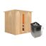 Sauna aus hellem Holz mit Saunaofen