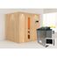 Elementsauna 'Alejandra' naturbelassen mit Kranz und Energiespartür 9 kW Ofen externe Steuerung Easy 210 x 184 x 202 cm
