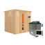 Elementsauna 'Alejandra' naturbelassen mit Kranz und Energiespartür 9 kW Ofen externe Steuerung Easy 210 x 184 x 202 cm