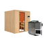 Elementsauna 'Alejandra' naturbelassen 9 kW Bio-Ofen Edelstahl externe Steuerung Easy 196 x 170 x 198 cm