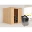 Sauna aus Holz mit Saunaofen