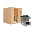Sauna aus Holz mit Saunaofen