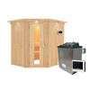 Eck-Sauna aus Holz mit Saunaofen und Steuerung