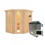 Eck-Sauna aus Holz mit Saunaofen und Steuerung