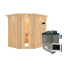 Eck-Sauna aus Holz mit Saunaofen und Steuerung
