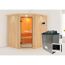 Eck-Sauna aus Holz mit Saunaofen