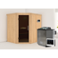 Elementsauna 'Alena' naturbelassen mit graphitfarbener Tür 9 kW Bio-Ofen externe Steuerung Easy 196 x 170 x 198 cm