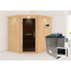 Elementsauna 'Alena'naturbelassen mit Kranz und graphitfarbenerr Tür 9 kW Ofen externe Steuerung Easy 210 x 184 x 202 cm
