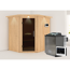 Elementsauna 'Alena'naturbelassen mit Kranz und graphitfarbenerr Tür 9 kW Bio-Ofen externe Steuerung Easy 210 x 184 x 202 cm