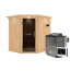 Elementsauna 'Alena'naturbelassen mit Kranz und graphitfarbenerr Tür 9 kW Bio-Ofen externe Steuerung Easy 210 x 184 x 202 cm