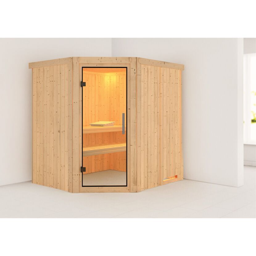Elementsauna 'Alena' naturbelassen mit Klarglastür 196 x 170 x 198 cm