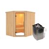 Elementsauna 'Alena' naturbelassen mit Klarglastür 9 kW Ofen integrierte Steuerung 196 x 170 x 198 cm