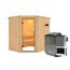Elementsauna 'Alena' naturbelassen mit Klarglastür 9 kW Bio-Ofen externe Steuerung easy 196 x 170 x 198 cm