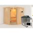 Elementsauna 'Alena' naturbelassen mit Kranz und Klarglastür 9 kW Ofen externe Steuerung easy 210 x 184 x 202 cm