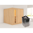 Elementsauna 'Alesia' naturbelassen mit Energiespartür 9 kW Ofen integrierte Steuerung 196 x 196 x 198 cm