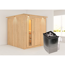 Elementsauna 'Alesia' naturbelassen mit Kranz und Energiespartür 9 kW Ofen integrierte Steuerung 210 x 210 x 202 cm