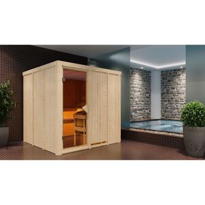 Elementsauna 'Alesia' naturbelassen 9 kW Ofen Edelstahl externe Steuerung Easy 196 x 196 x 198 cm