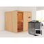 Elementsauna 'Alesia' naturbelassen 9 kW Bio-Ofen Edelstahl, externe Steuerung Easy 196 x 196 x 198 cm