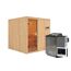 Elementsauna 'Alesia' naturbelassen 9 kW Bio-Ofen Edelstahl, externe Steuerung Easy 196 x 196 x 198 cm