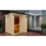 Elementsauna 'Alesia' naturbelassen mit Kranz und bronzierter Tür 210 x 210 x 202 cm