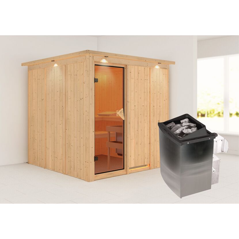 Sauna Alesia mit Saunaofen und Saunasteinen