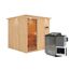 Elementsauna 'Alesia' naturbelassen mit Kranz 9 kW Bio-Ofen externe Steuerung Easy 210 x 210 x 202 cm