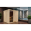 Elementsauna 'Alesia' naturbelassen mit graphitfarbener Tür 9 kW Ofen integrierte Steuerung 196 x 196 x 198 cm