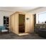 Sauna aus hellem Holz in einem Badezimmer